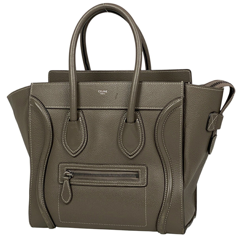 Celine Luggage Shopper Tote Bag Handbag Leather Greige Gray - Picture 1 of 7